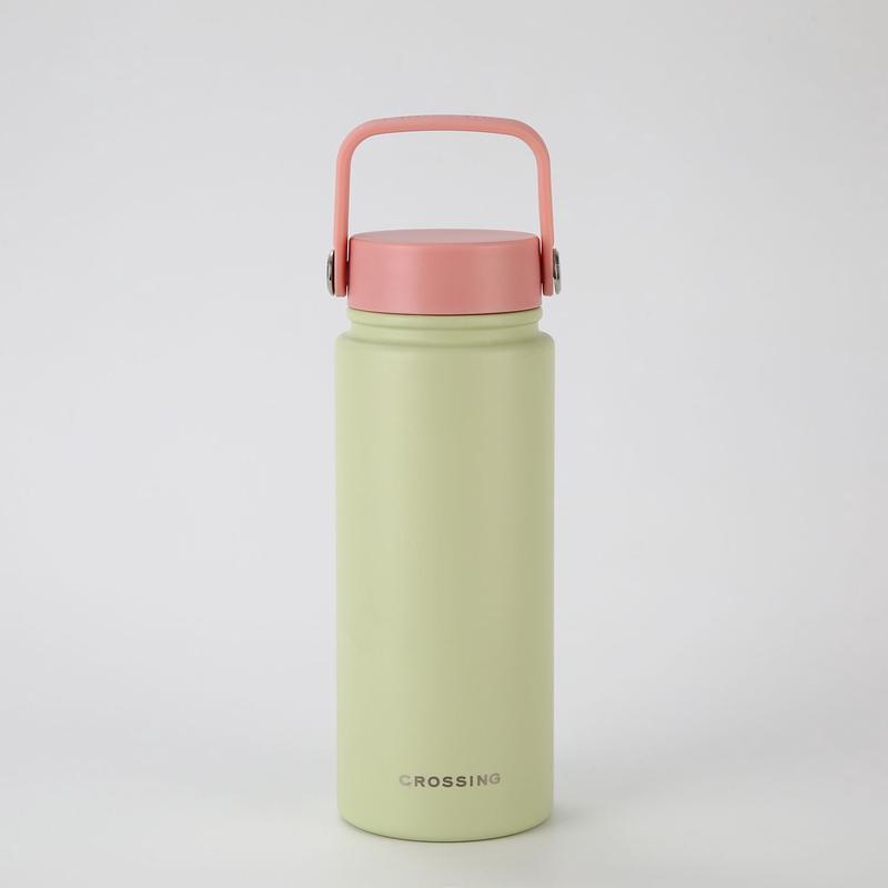 Crossing Urban Ceramic S/S Insulated Flat Cap Bottle With Handle 600ml – Pistachio Dusty Rose (Mix)