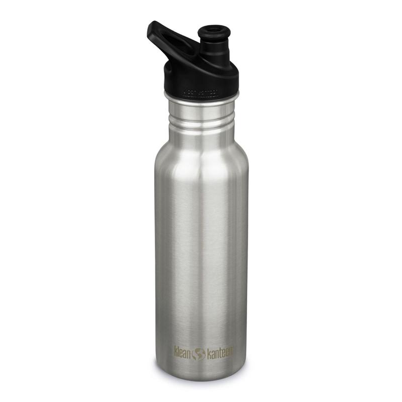 Klean Kanteen Classic 18oz Water Bottle (with Sport Cap) (Brushed Stainless)