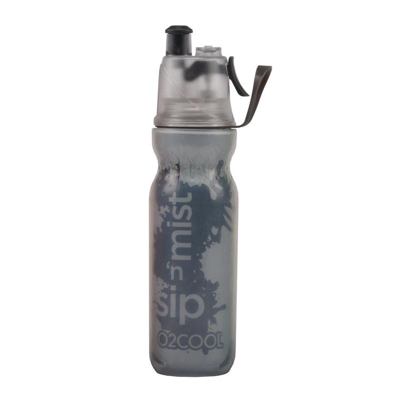 O2COOL Arctic Squeeze Mist ‘N Sip Insulated Water Bottle 20oz (Black Splash)