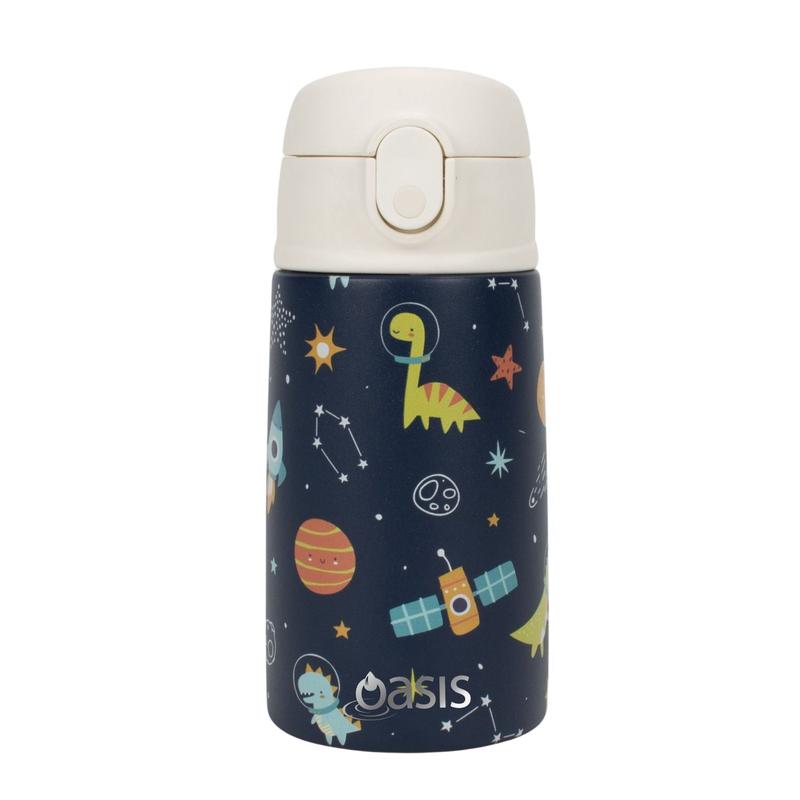 Oasis Kids Water Bottle with Sipper Silicone Straw 400ML – Cosmic Dinos