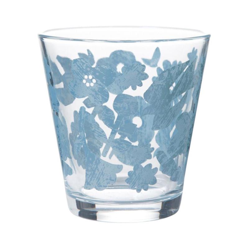 Wpc Glass Tumbler 250ML (Flower & Bird Blue)