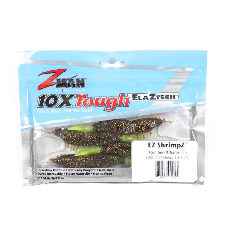 Zman Soft Lure Shrimpz 3.5 Inch 4/Pack Rootbeer Chart Tail (2345)