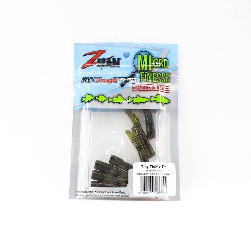 Zman Soft Lure Tiny TicklerZ 1.75 Inch 8/Pack Green Pumpkin (3741)