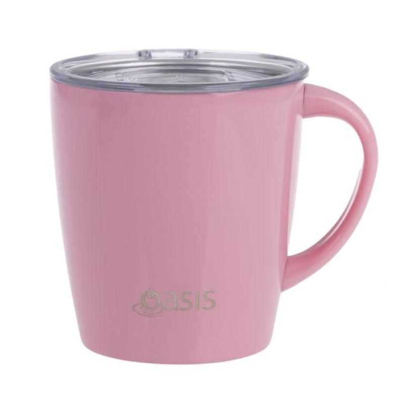 Oasis Stainless Steel Insulated Metro Mug with Handle And Lid 350ML – French Rose