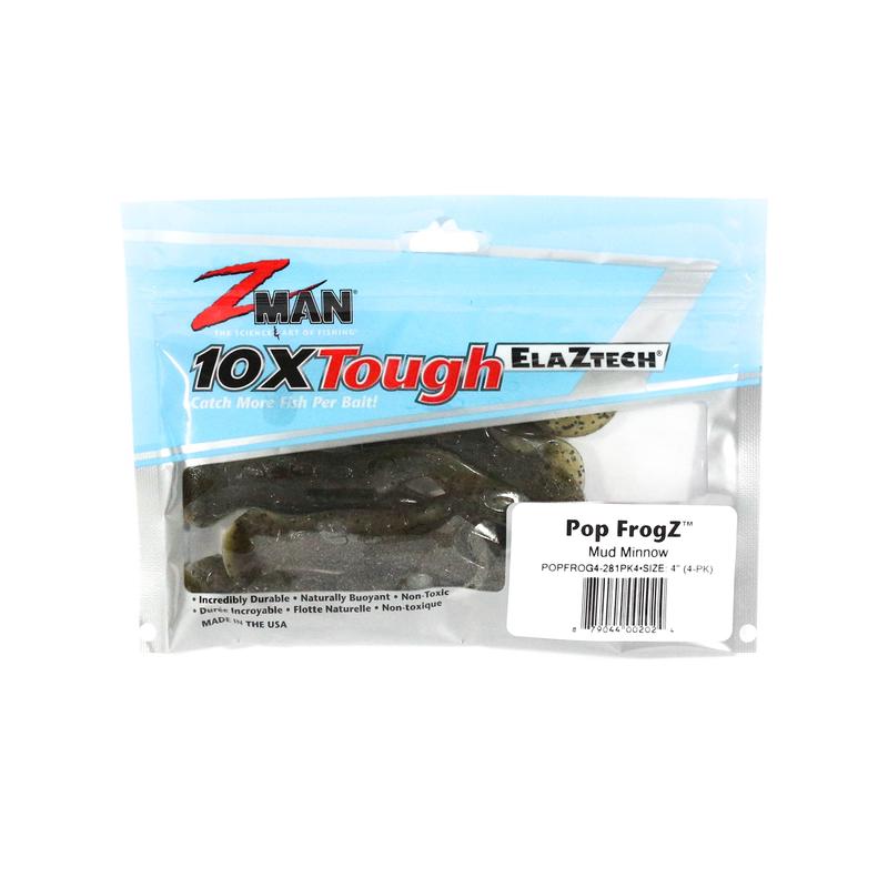 Zman Soft Lure Pop FrogZ 4 Inch 4/Pack Mud Minnow (2024)