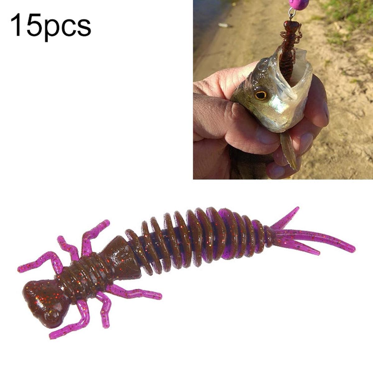 15 PCS 8-color Larvae Silicone Soft Bait Lure Bait, Size:55MM