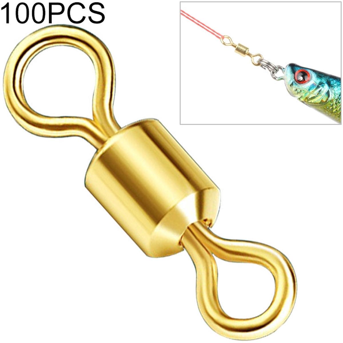 100 PCS Fishing Tackle Supplies Zimu Swivel Gold-plated Swivel Fishing Accessories, Specification:Length 1.0cm