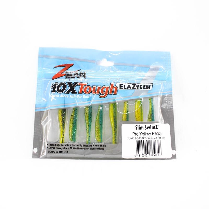 Zman Soft Lure Slim SwimZ 2.5 Inch 8/Pack Pro Yellow Perch (4656)