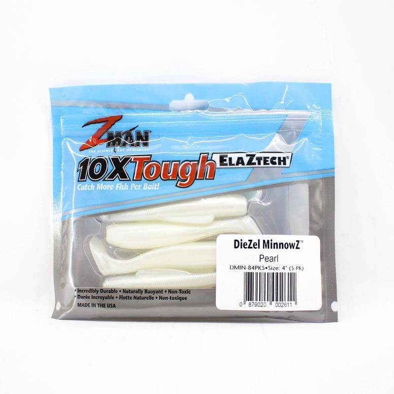 Zman Soft Lure Diezel MinnowZ 4 Inch 5/Pack Pearl (2611)