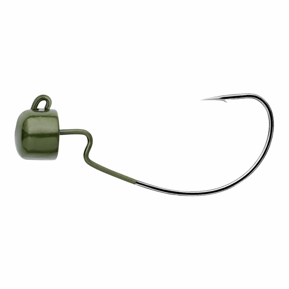 OWNER AMERICAN BLOCK HEAD OFFSET FISHING JIGS - GRN PUMPKIN | 1/0 1/16OZ