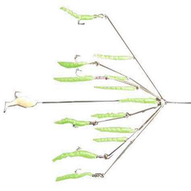 9er's 365 7'' 6 Arm N.E. Eel Rig Lure - 3655GLG Glow Green