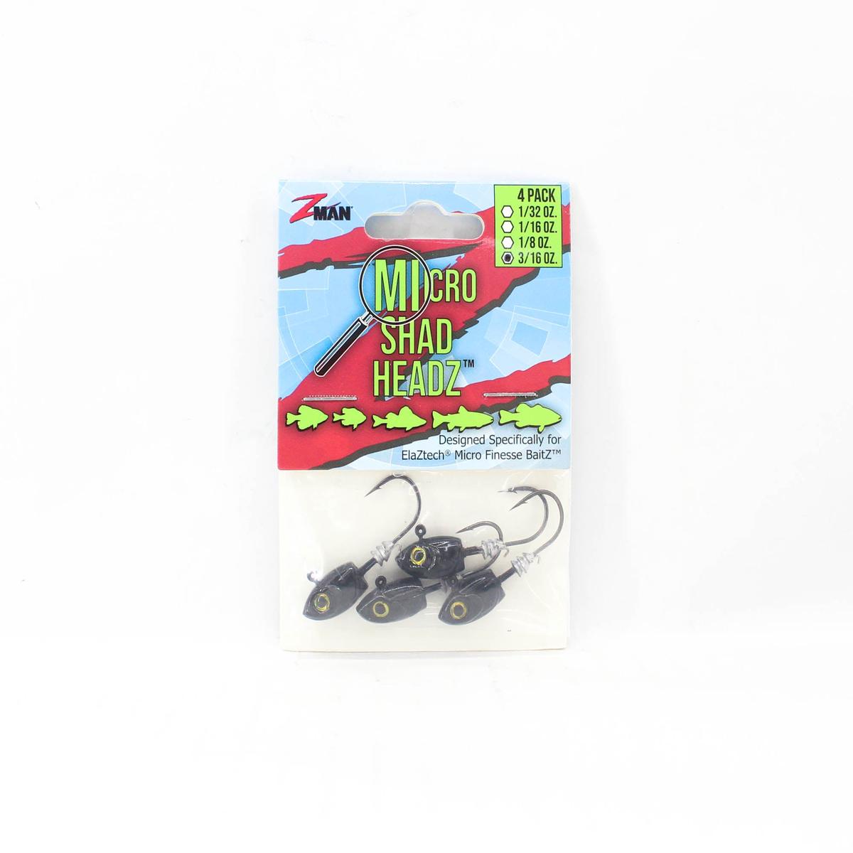 Zman Jighead Micro Shad HeadZ 3/16 oz Size 2 4/pack Black (6797)