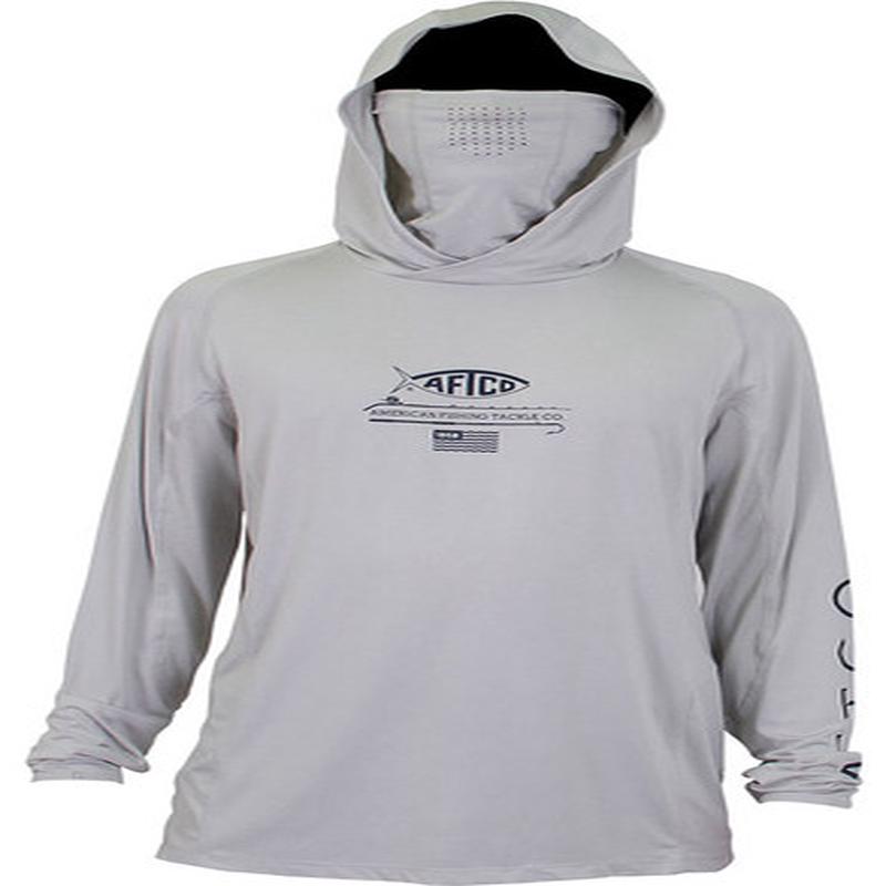 Aftco Barracuda GeoCool Hooded Long Sleeve Performance Shirt - Silver Heather - S