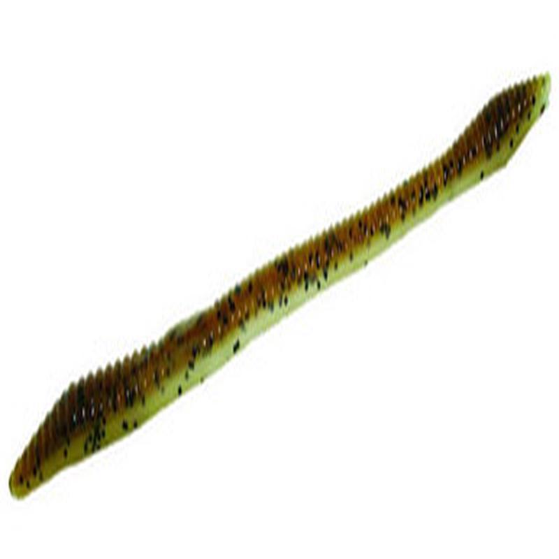 Zoom Trick Worm - 6-1/4in - Green Pumpkin/Pearl
