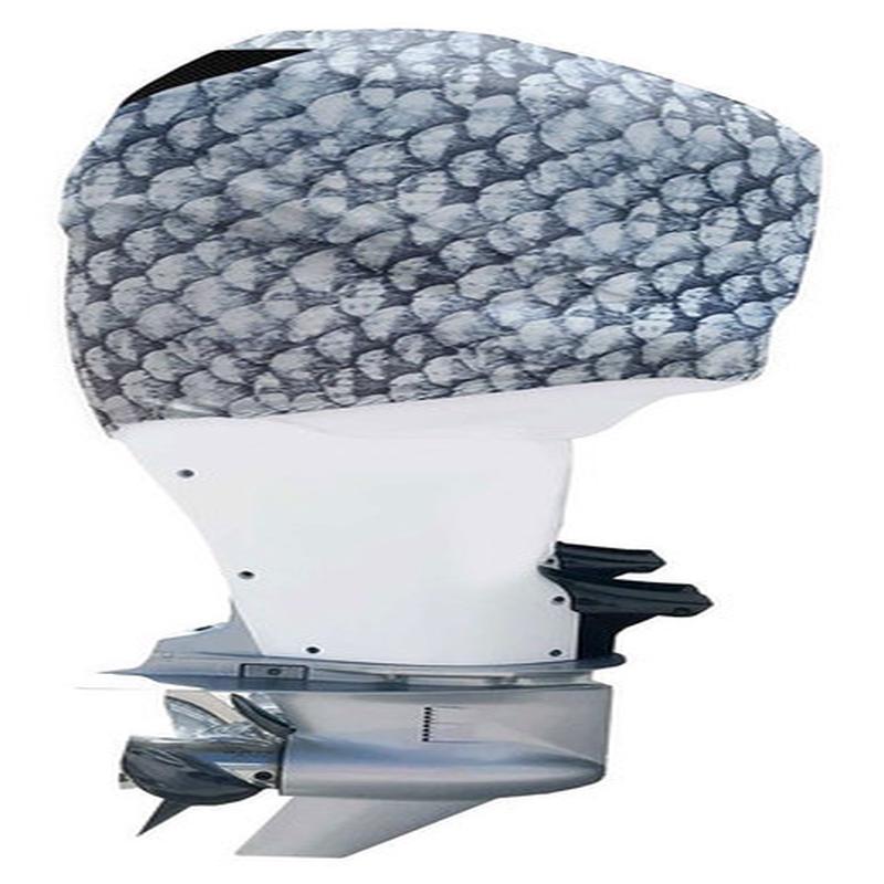 Outer Envy Outboard Motor Cover - Grey Fish Scales - Mercury Optimax
