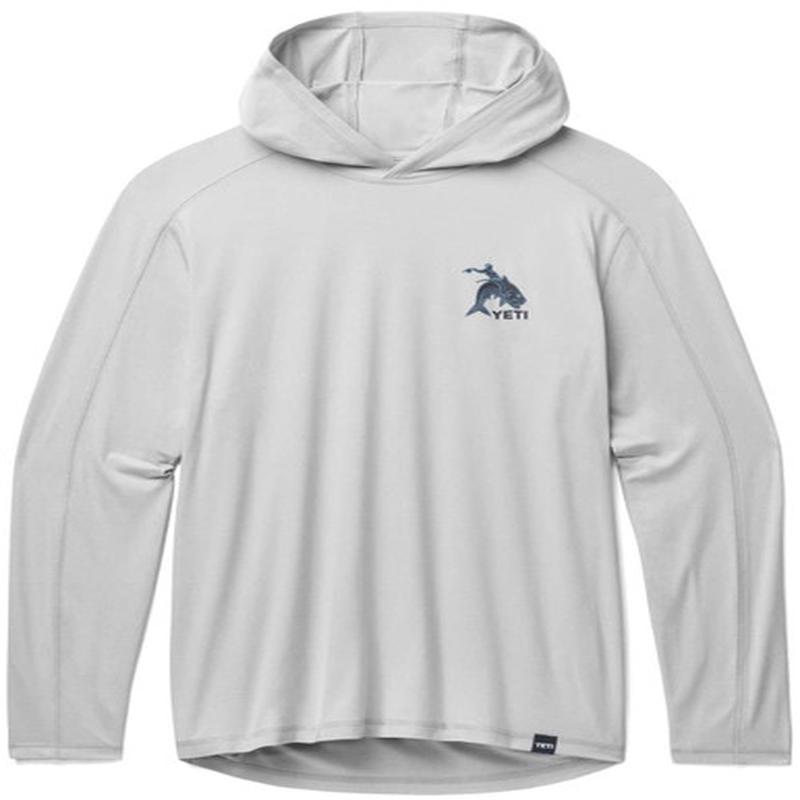 Yeti Tarpon Cowboy Hooded Long Sleeve - Heather Light Gray - XX-Large