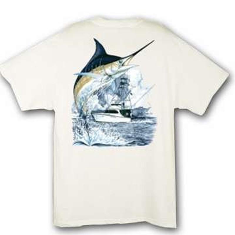 Aftco MTH1301 Guy Harvey Marlin Boat Tee Shirt - Large