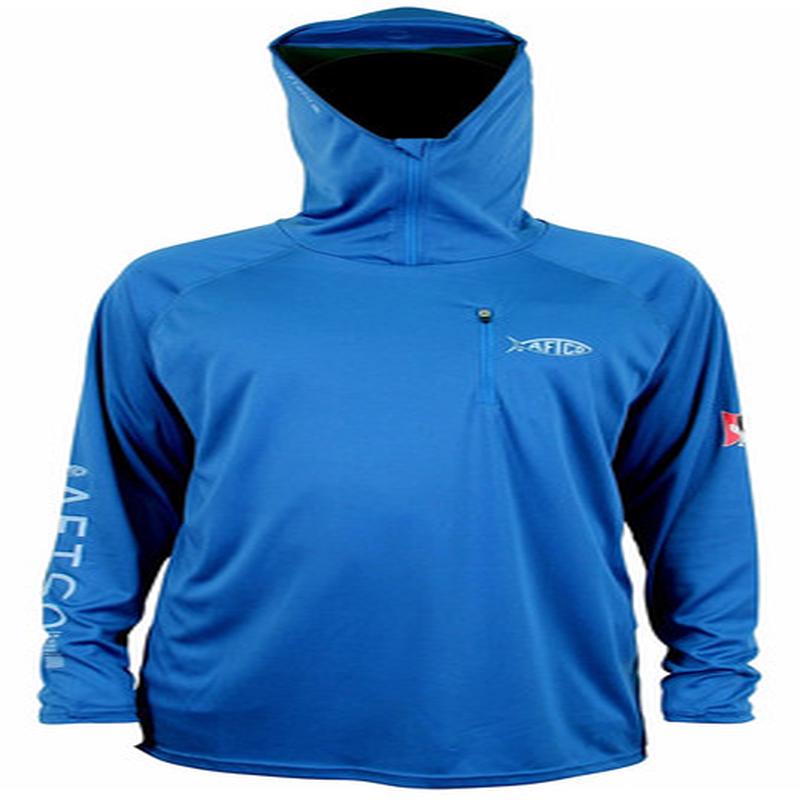 Aftco Jason Christie Performance Hooded Long Sleeve Shirt - Nautical Blue - XL
