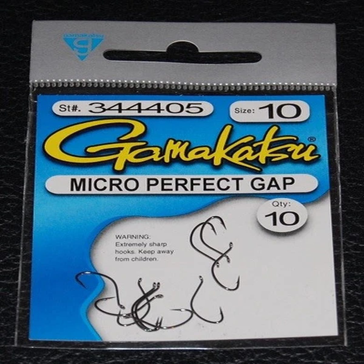 10 Pack Gamakatsu 344405 Micro Perfect Gap Hooks - Size 10 NS Black