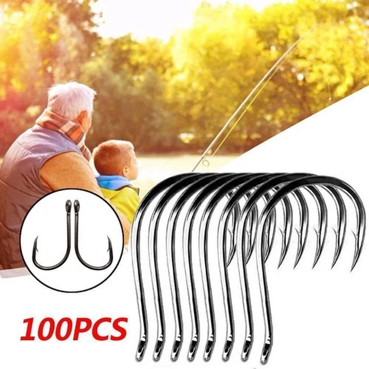 100Pcs Metal Fishing Tools Hooks Jig Big Hook Bait Hot Fishhooks 8 Sizes H2J9