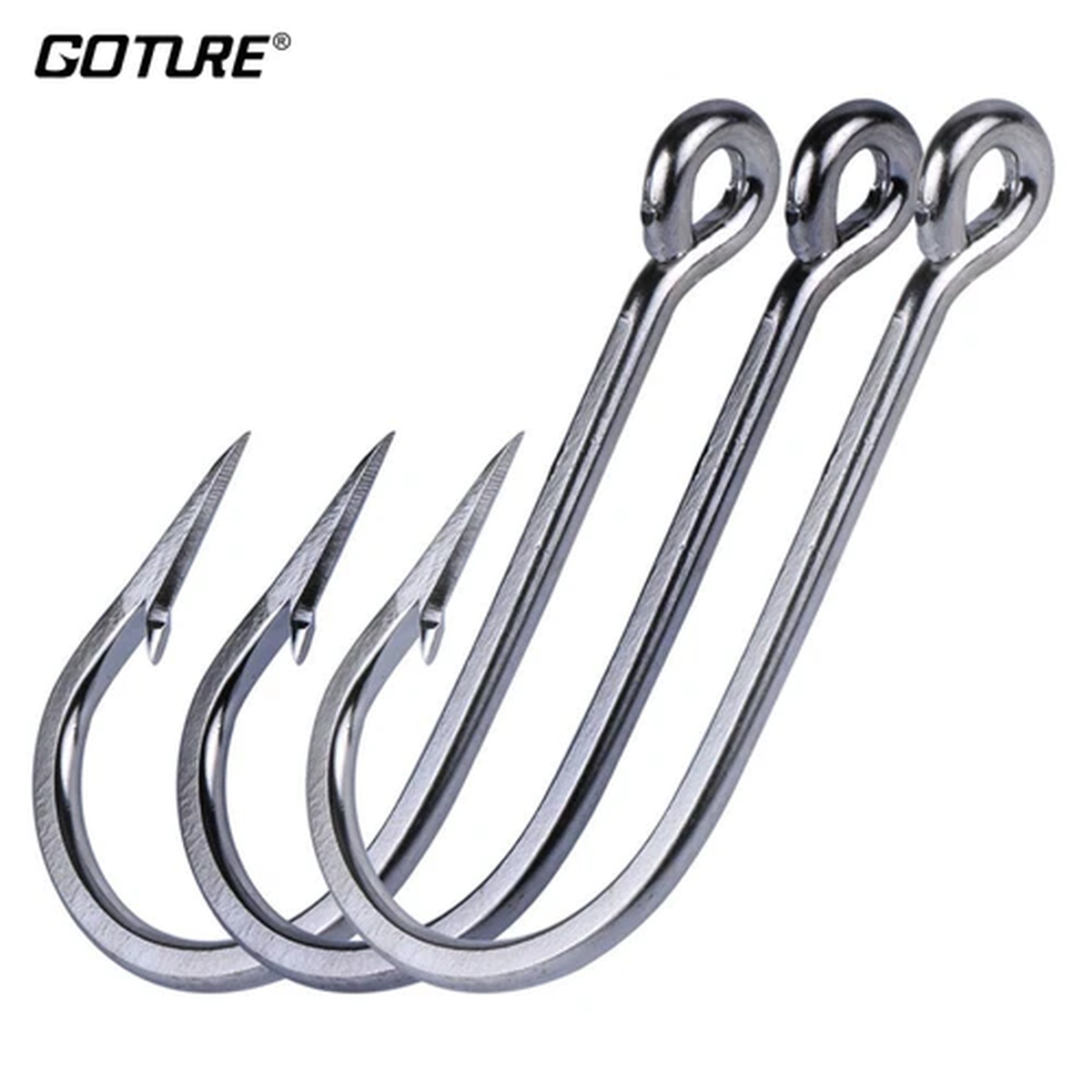 10pcs Stainless Steel Fishing Hooks Long Shank Big Game Saltwater Tuna Hooks