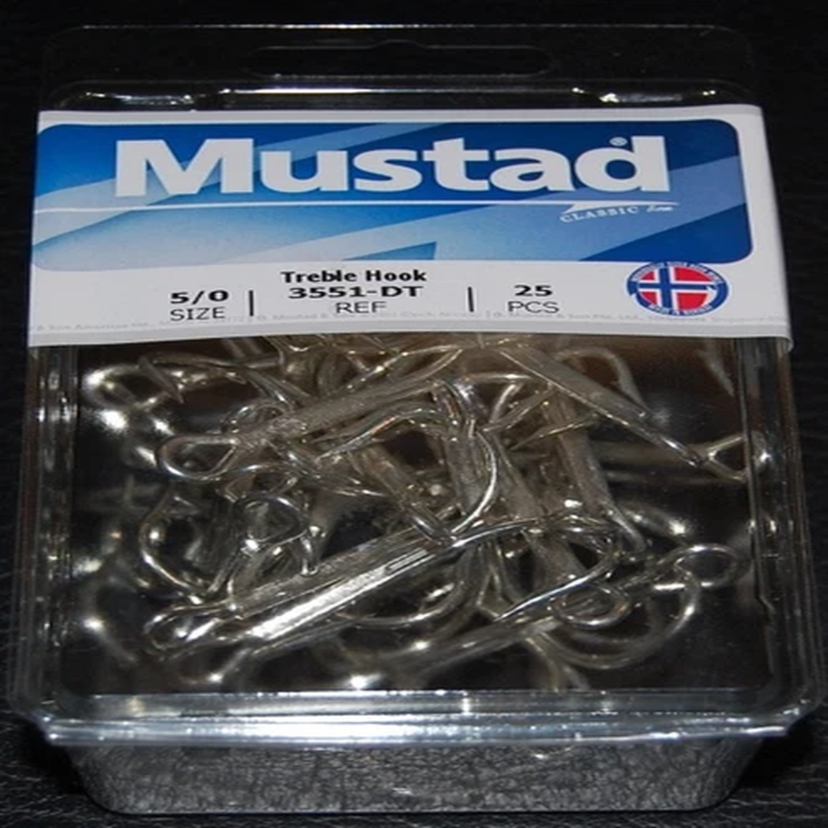 25 Pack Mustad 3551-DT Size 5/0 Duratin Saltwater Treble Hooks 3551DT-50
