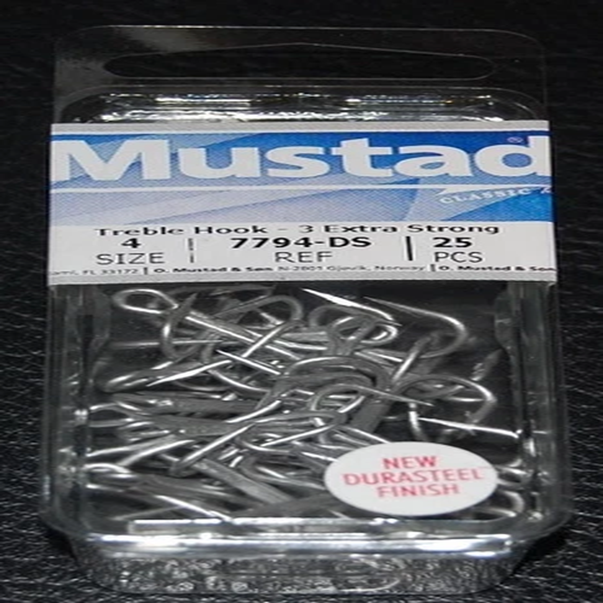 25 Pack Mustad 7794-DS Size 4 Durasteel Saltwater 3X Treble Hooks 7794DS-04