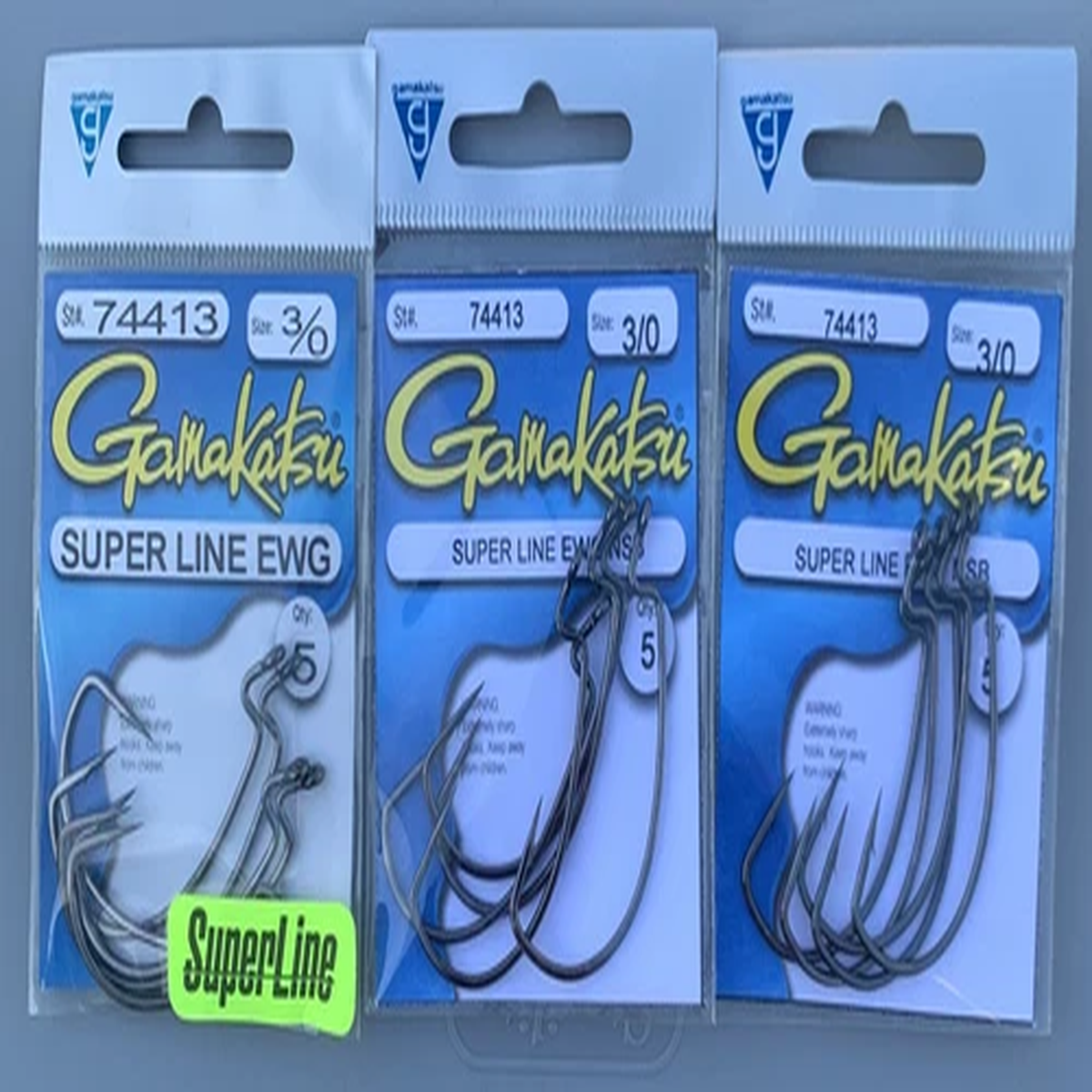 3 Packs Gamakatsu Superline EWG Hooks 3/0 74413