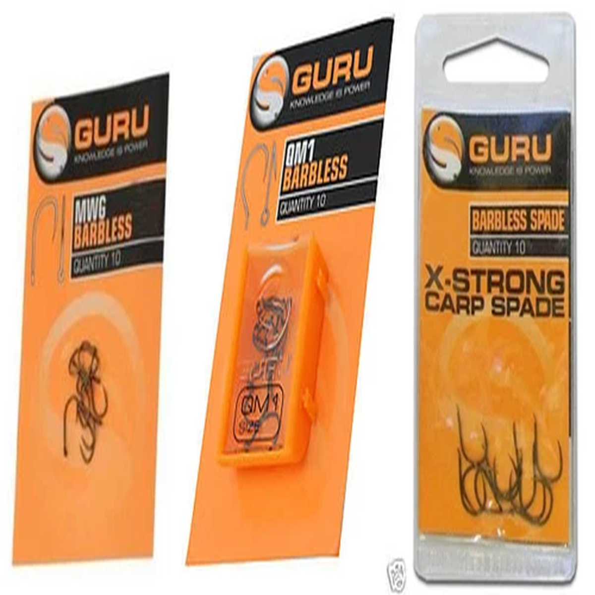 Guru Coarse & Carp Hooks / MWG / QM1 / X-Srong Carp Spade / Barbless / All Sizes