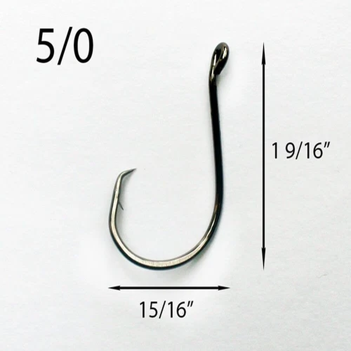 PACK OF 100 Size 5/0 TACKLEWORKS Offset Circle Fishing Hooks 7384