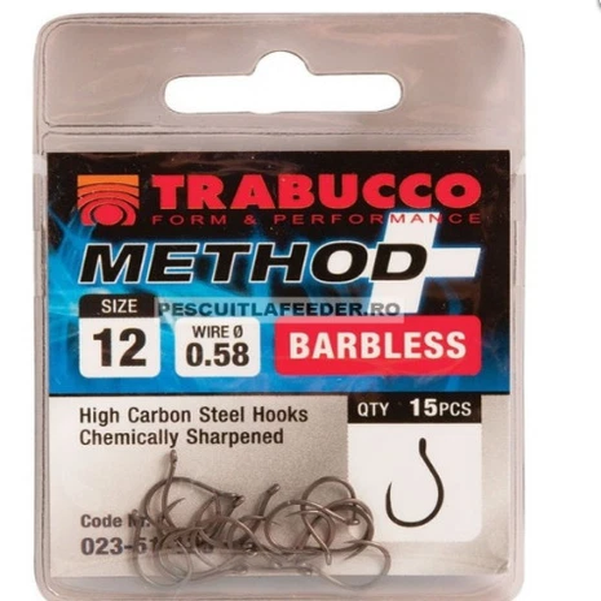 Trabucco Feeder Method Plus match fishing  hooks  sizes 10 to 16 Barbless