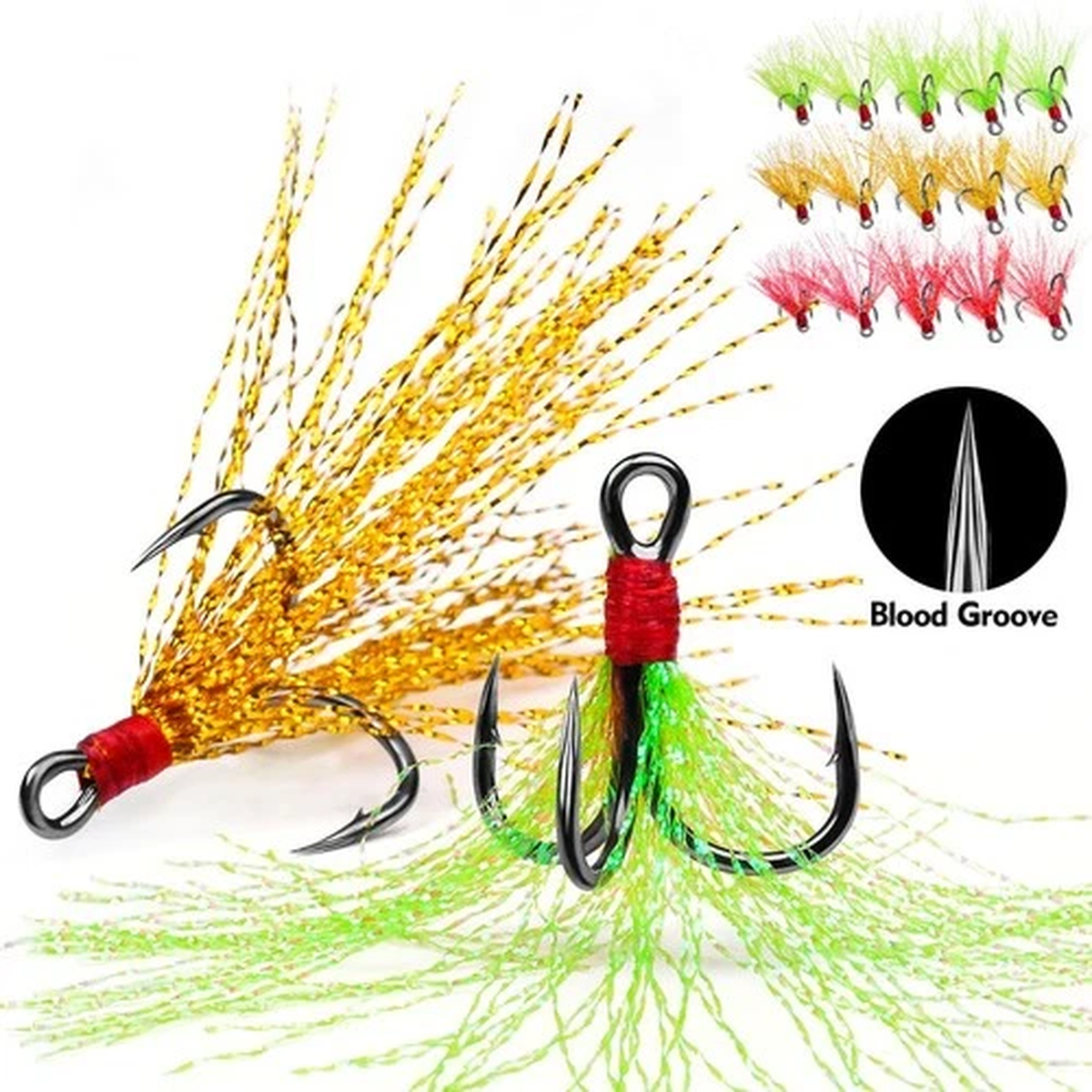 20/50 PCS Treble Hooks with Feathers 2/4/6/8/10# Fishing Tackle for Minnow baits