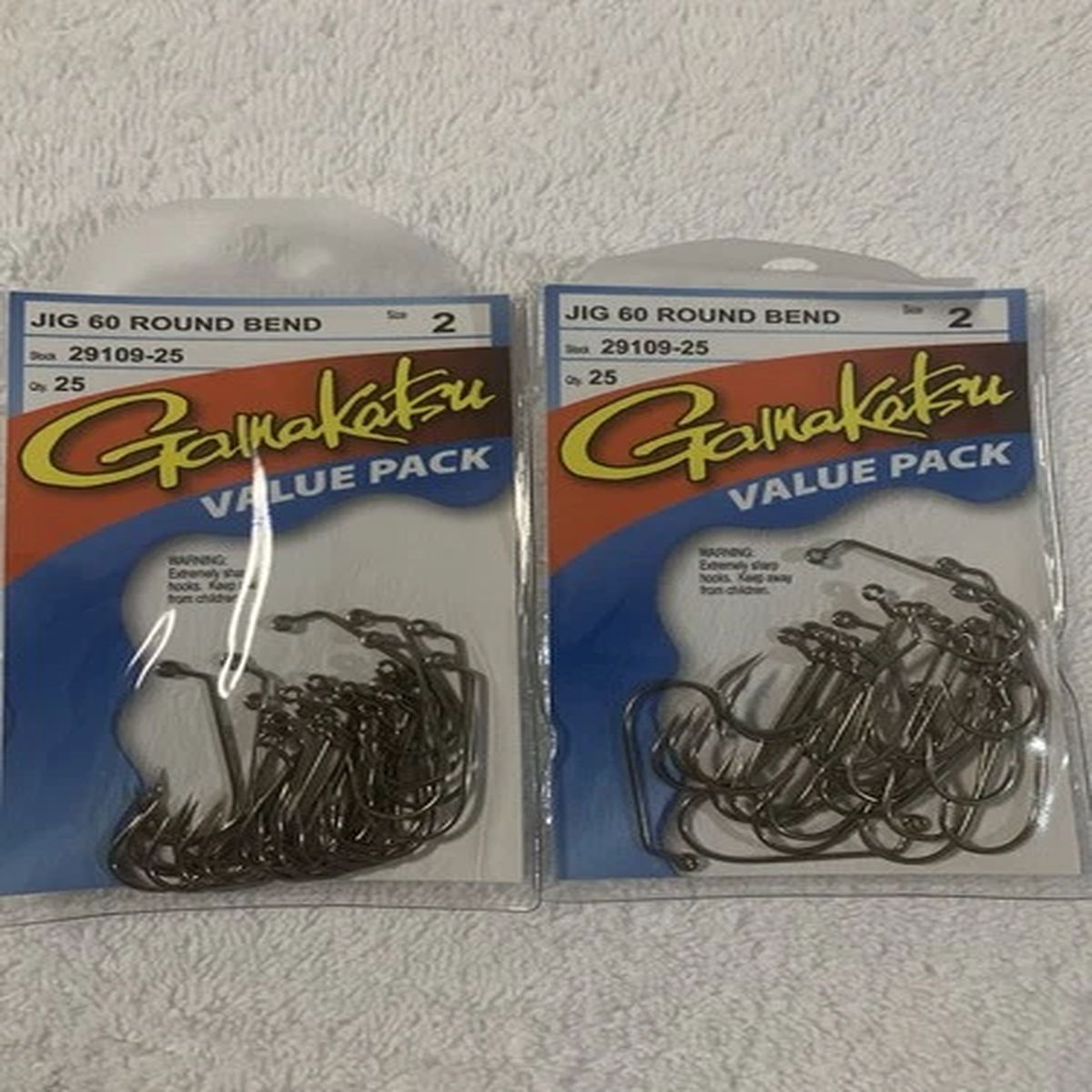 (LOT OF 2) GAMAKATSU 60 DEGREE ROUND BEND JIG 2.  50 HOOKS TOTAL