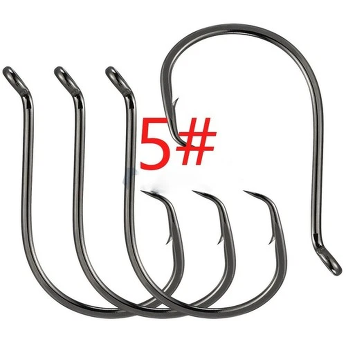 100pcs Circle Fishing Hooks 5# 5/0 Ultra Sharp Carbon Steel Octopus Offset*%%