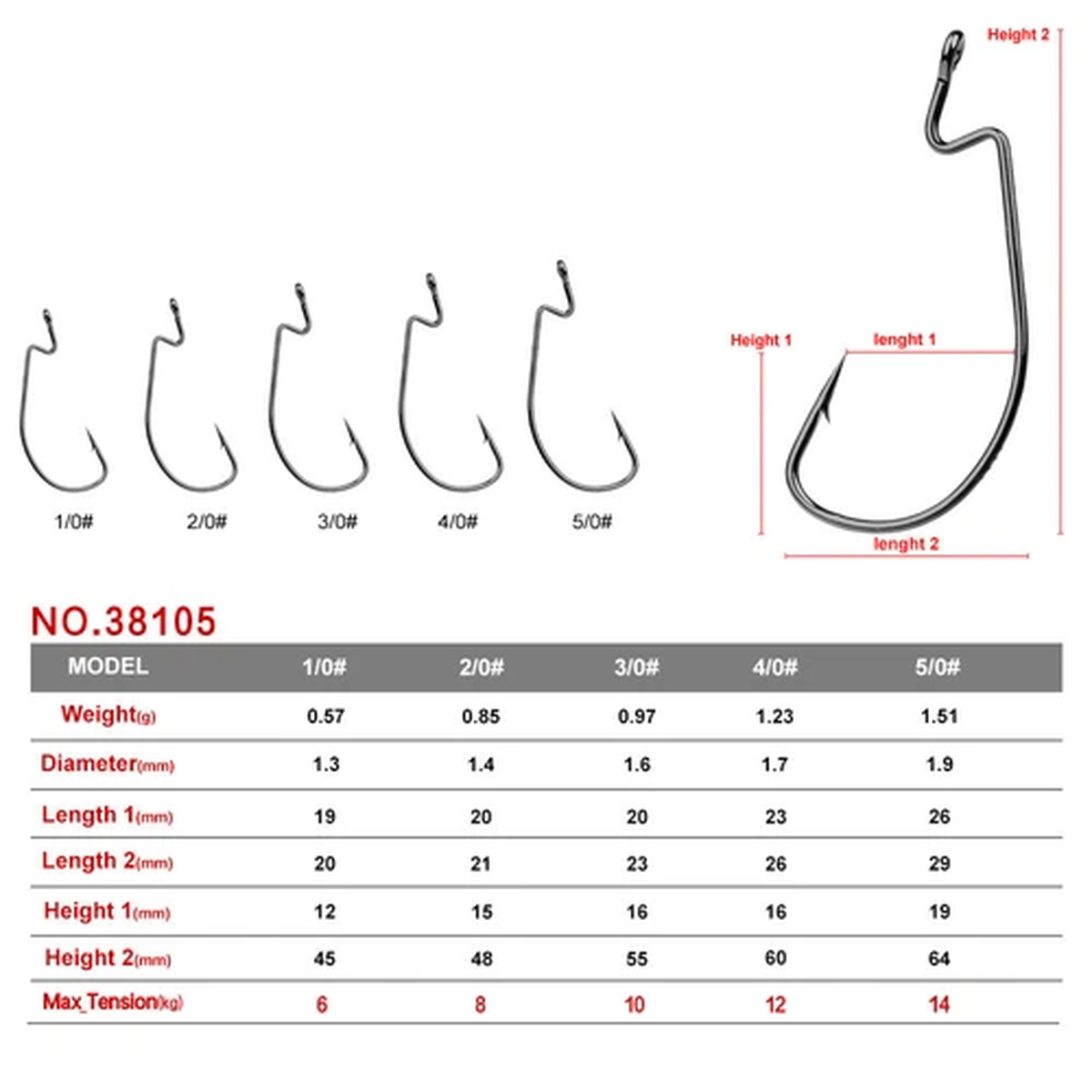 100pc Worm Fishing Sharp Hook with Barbs Crank Fishhook High Carbon Steel Single