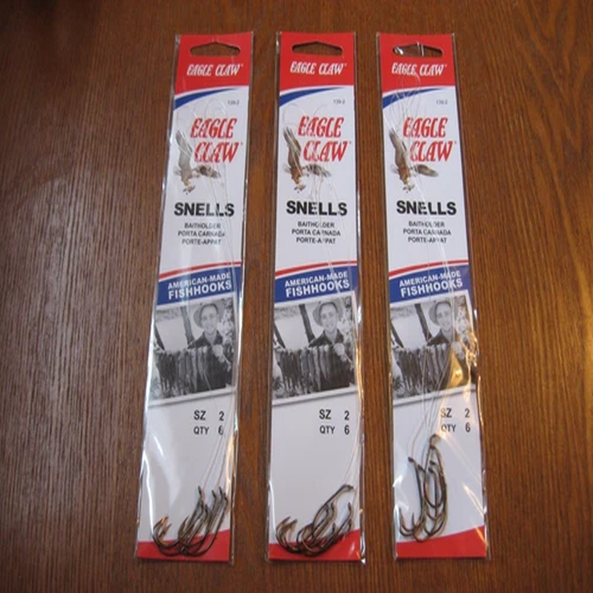 18 Snelled Eagle Claw 139 Bait Holder BaitHolder Fishing Hooks Size 2