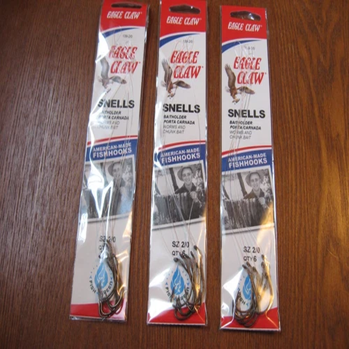 18 Snelled Eagle Claw 139 Bait Holder BaitHolder Fishing Hooks Size 2/0