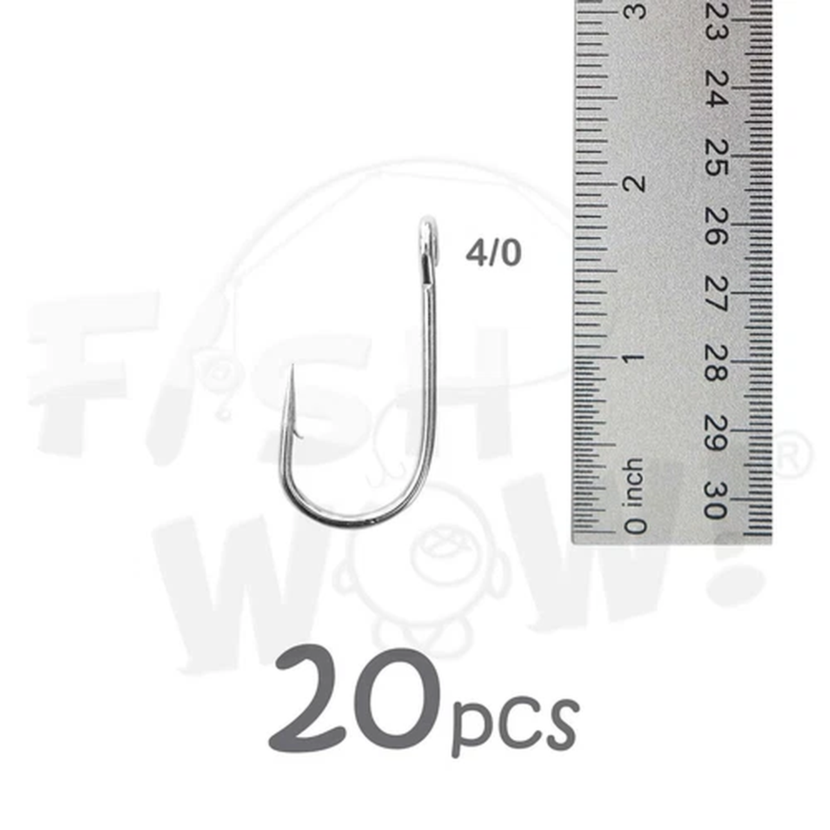 20pcs Fish WOW! Size 4/0 Fishing 6X strong Siwash hook with open eye @US