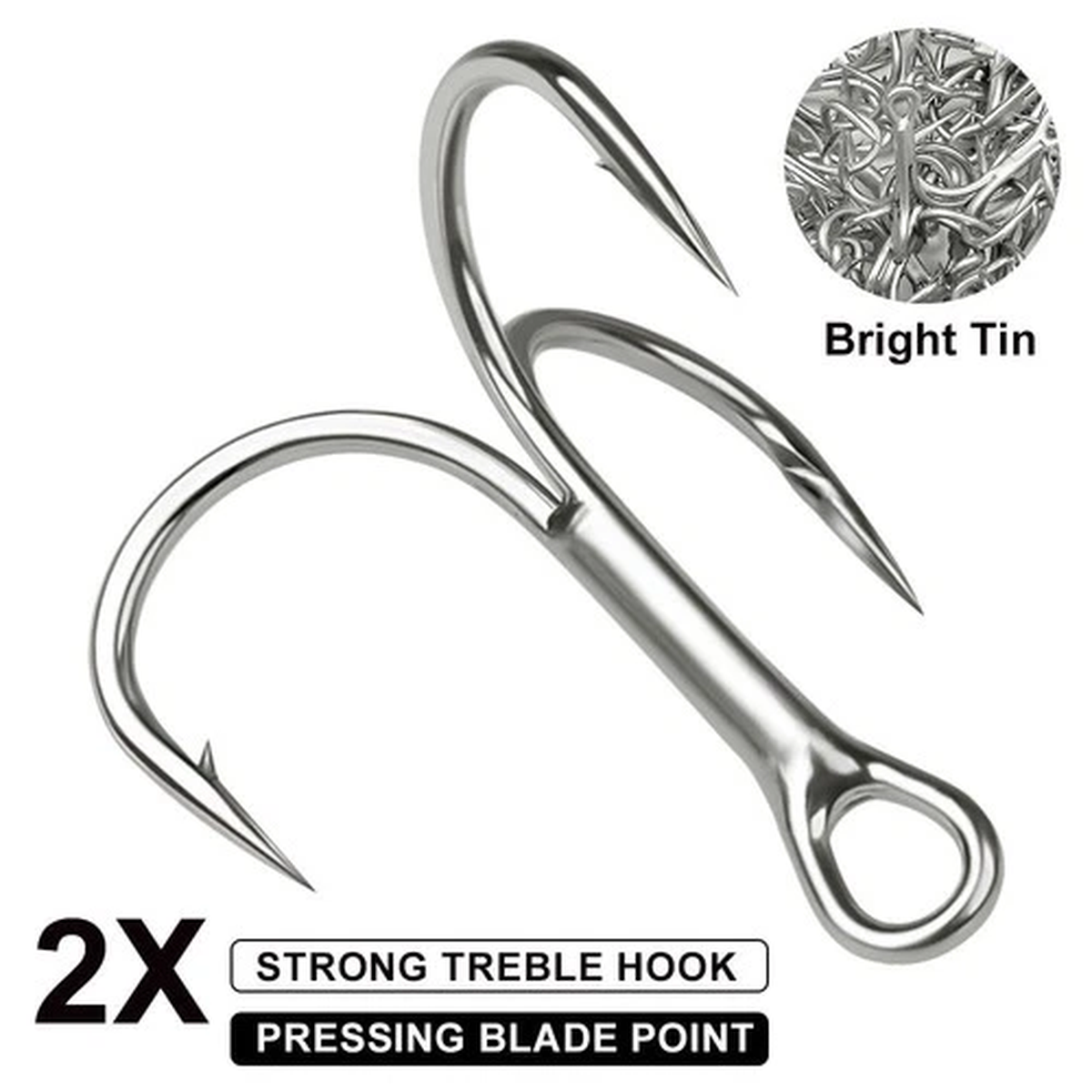 20Pcs Treble Fishing Hooks 2x Strong High Carbon Steel Saltwater Jigging 14-3/0#