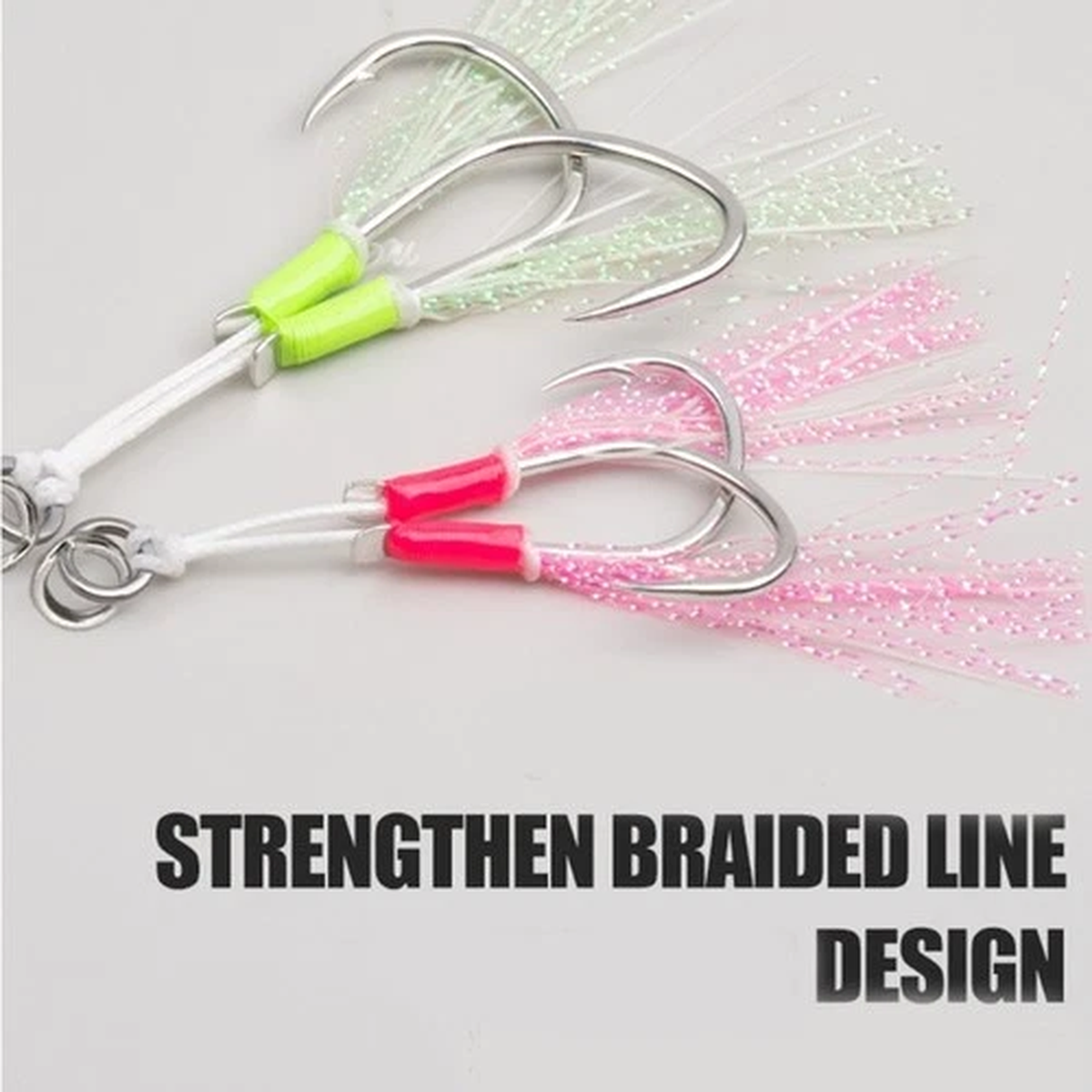 2Pcs Fishing Assist Hook Double Assist Jigging Hook for Saltwater Freshwater