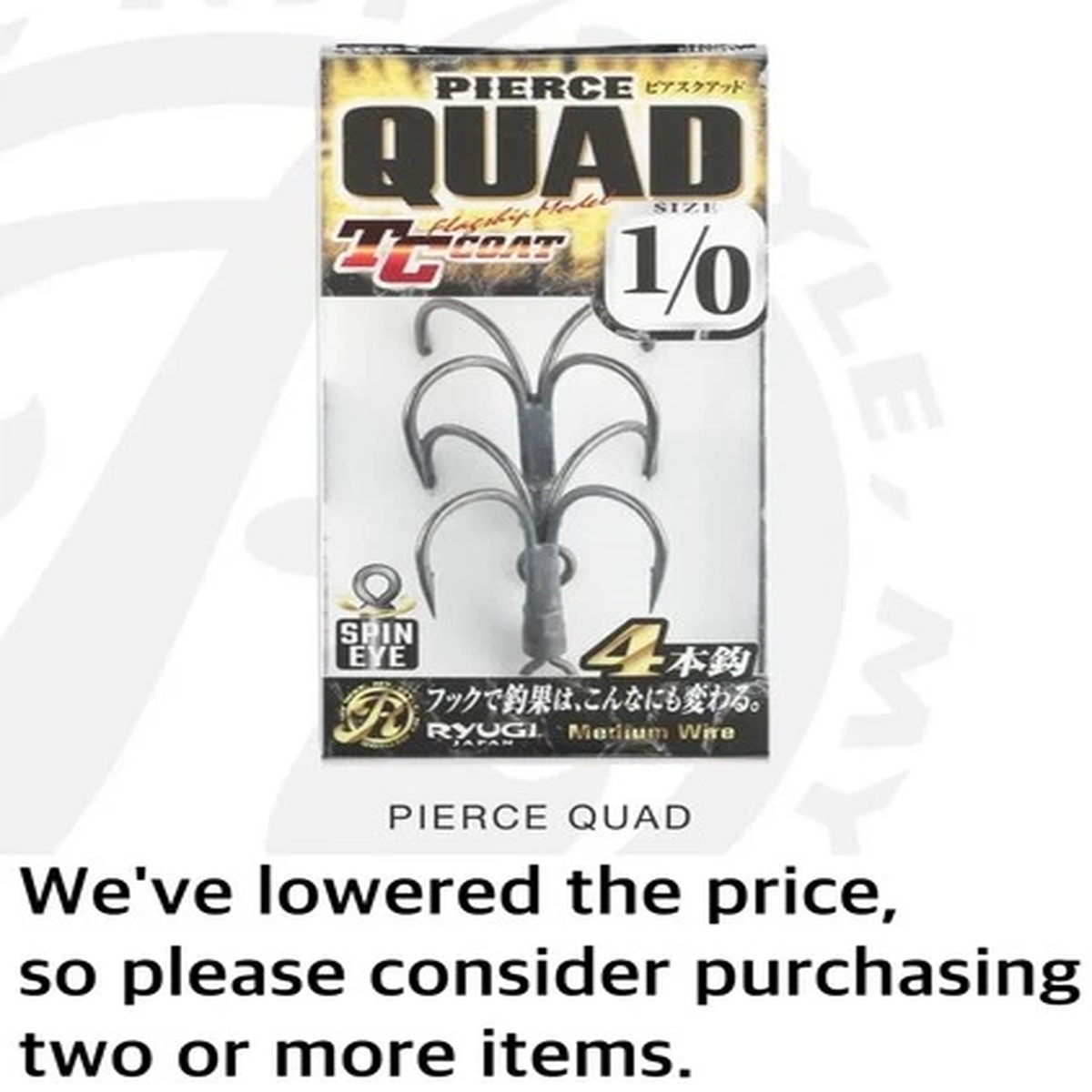 RYUGI JAPAN PIERCE QUAD HOOK Spin Eye Hook choose size, from Japan