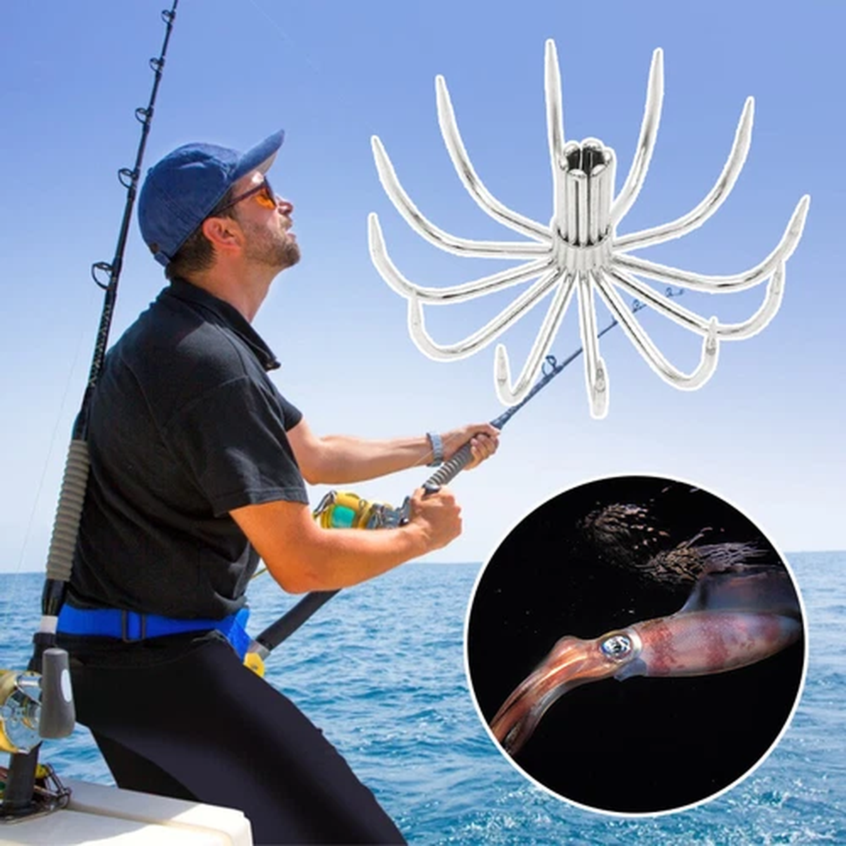Stainless Steel Squid Hooks Umbrella Hooks Sea Fishing Hooks Fishing Gear 10pcs