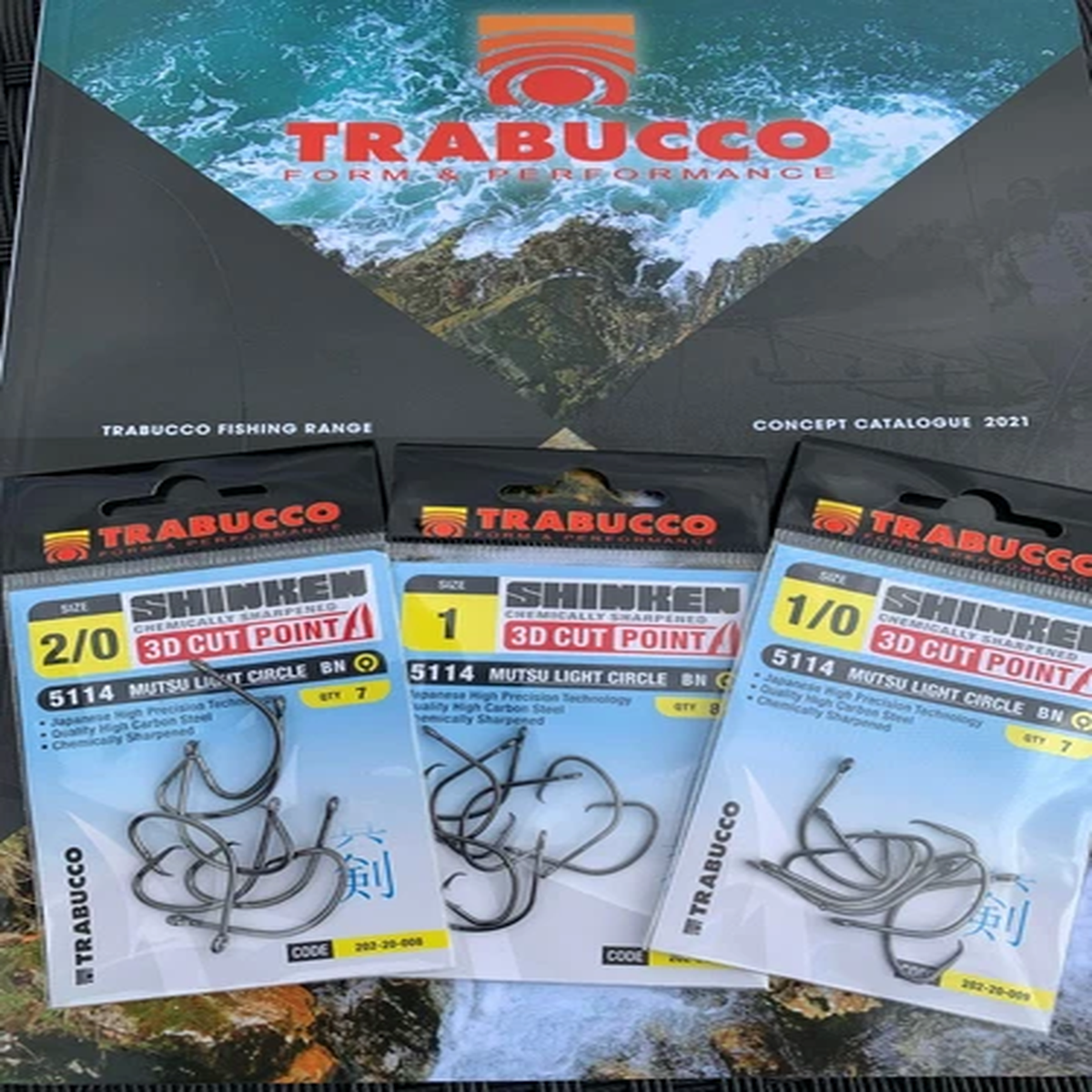 Trabucco Mutsu Shrinken  light circle hooks sizes 1 to 6/0  5  to 8 per pack