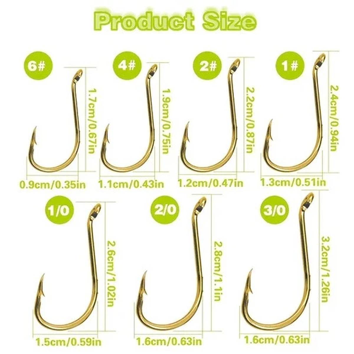 100pcs Gold Fishing Hooks Baitholder Sharp Barbed Offset Circle Hooks 6#-4/0#