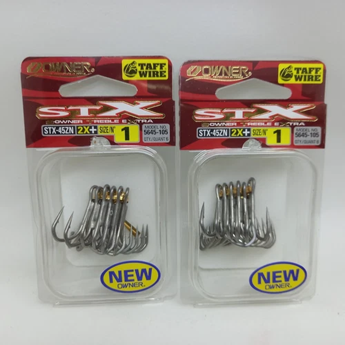 2pack Owner 2X+ STX-45ZN Treble Extra Taff Wire Lure Fishing Hook