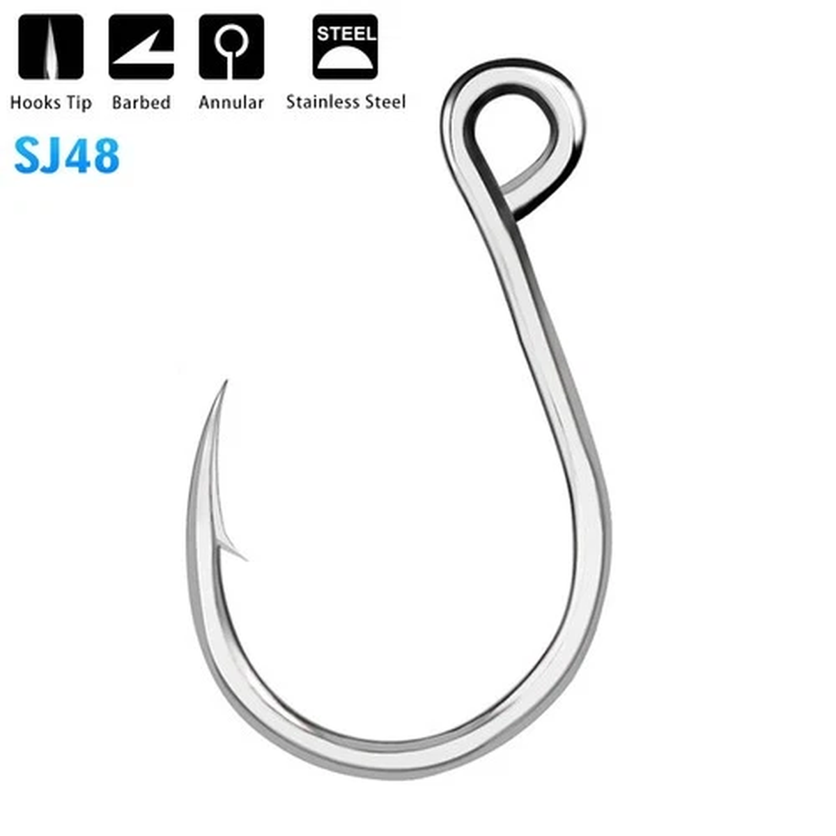 20pcs Sea High Carbon Steel Jig Big Fishing Hook 6#-11/0# Saltwater JIGGING Hook