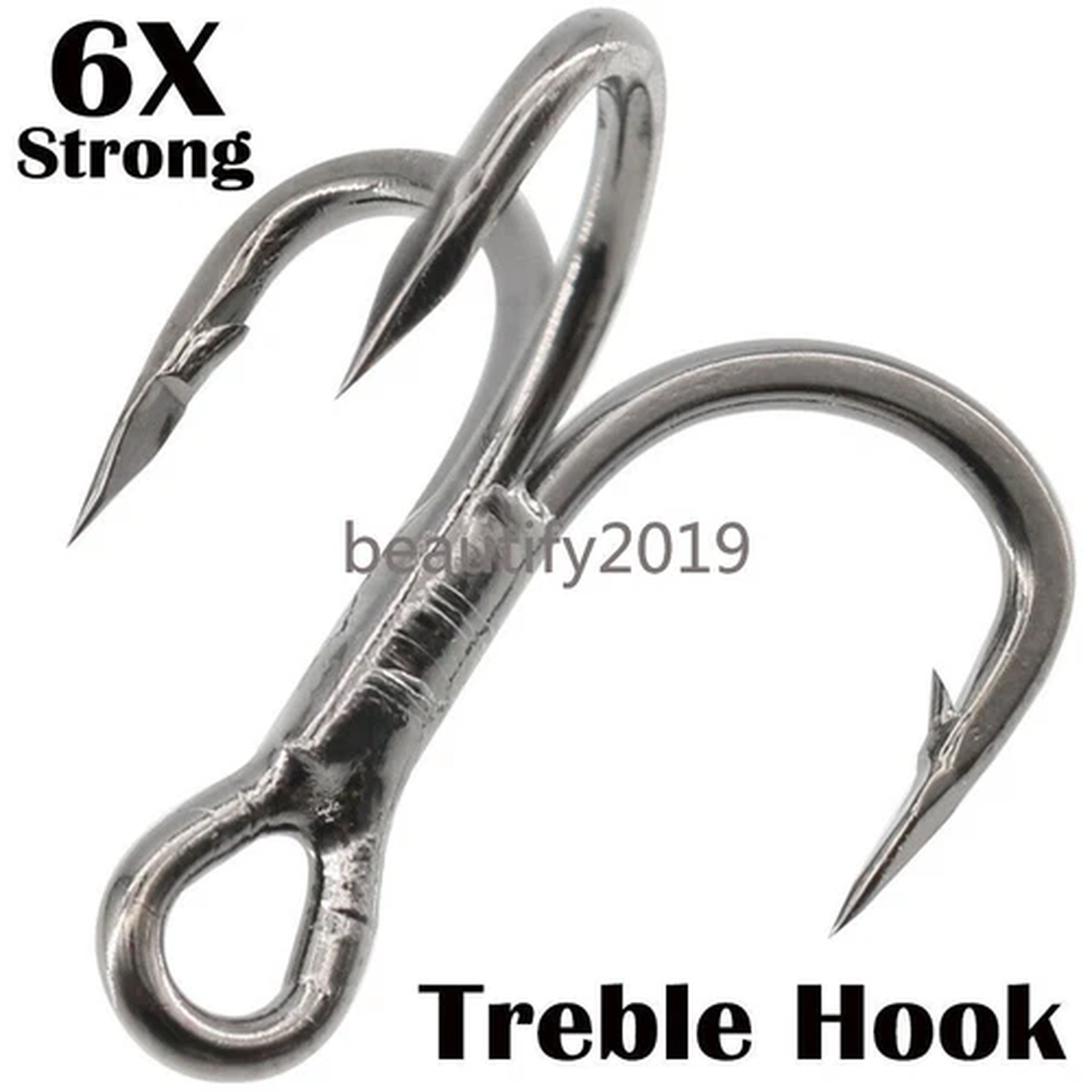 20pcs 6x Super Sharp Round Treble Hook 8# 6# 4# 2# Treble Hooks Fishing Tackle