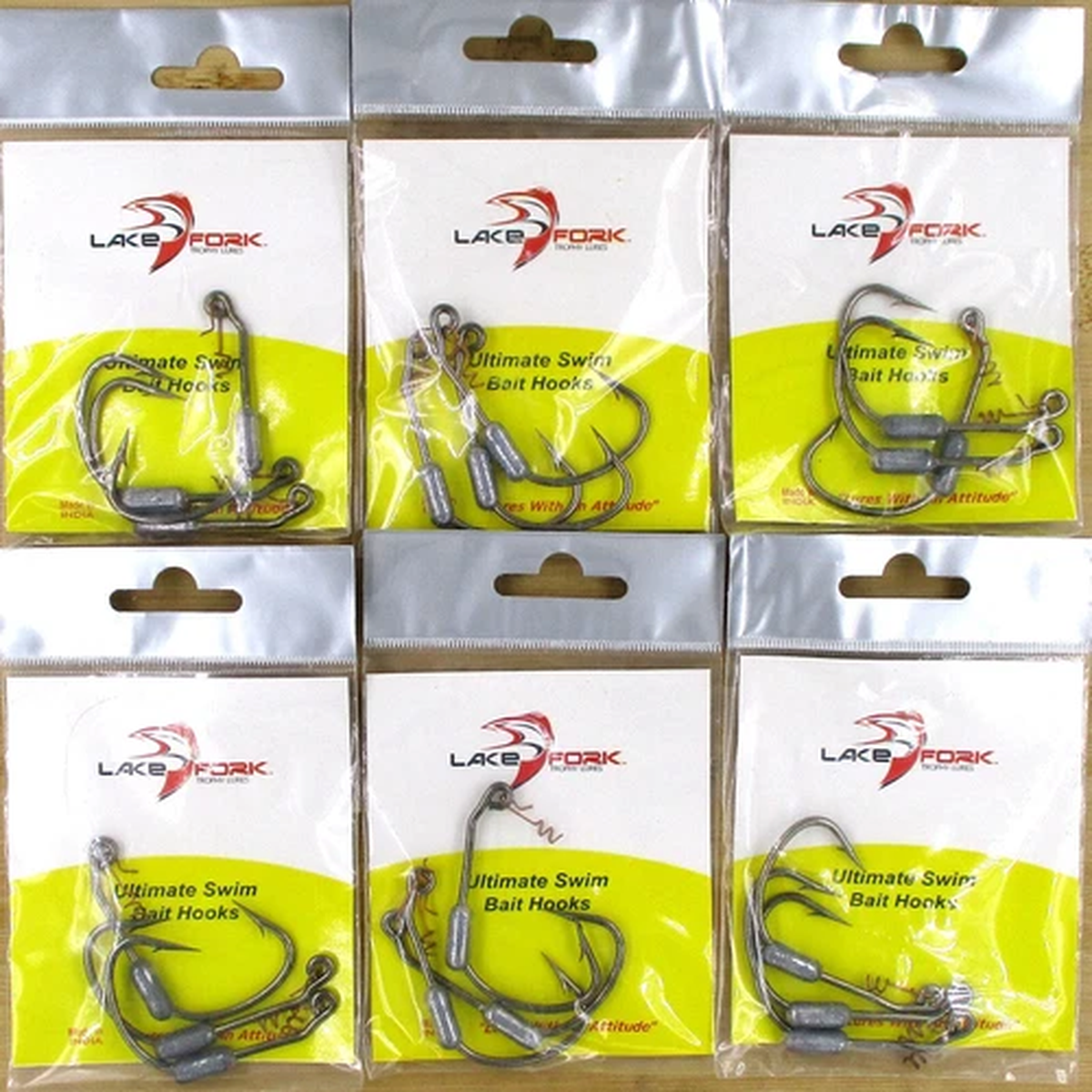 (6) Packs Lake Fork Weighted Swim Bait 5/0 Fish Hooks Brand New In Pack