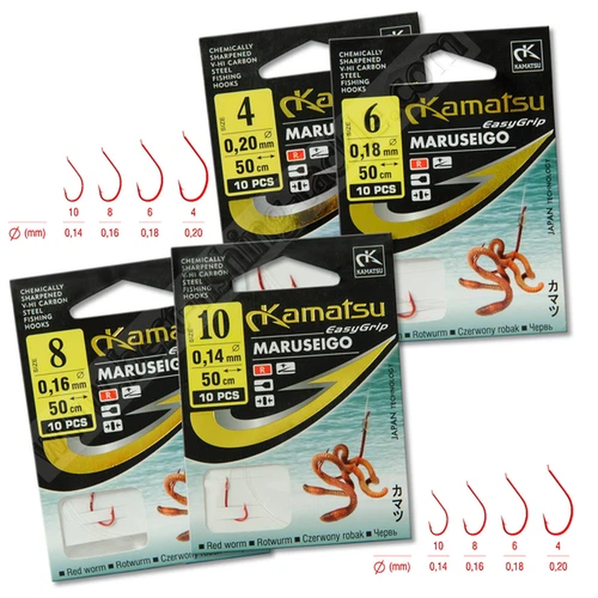 Ready Tied Hooks To Nylon Barbed Coarse Match Fishing size 4/6/8/10 50cm 10pcs