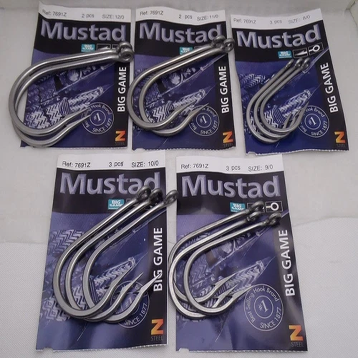1pk Mustad Z-Steel  7691Z Big Game Hooks Tuna GT Shark Fishing Chose Size